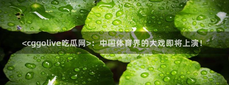 51今日吃瓜热门大瓜入口：<cggolive吃瓜网>：中国体育界的大戏即将上演！